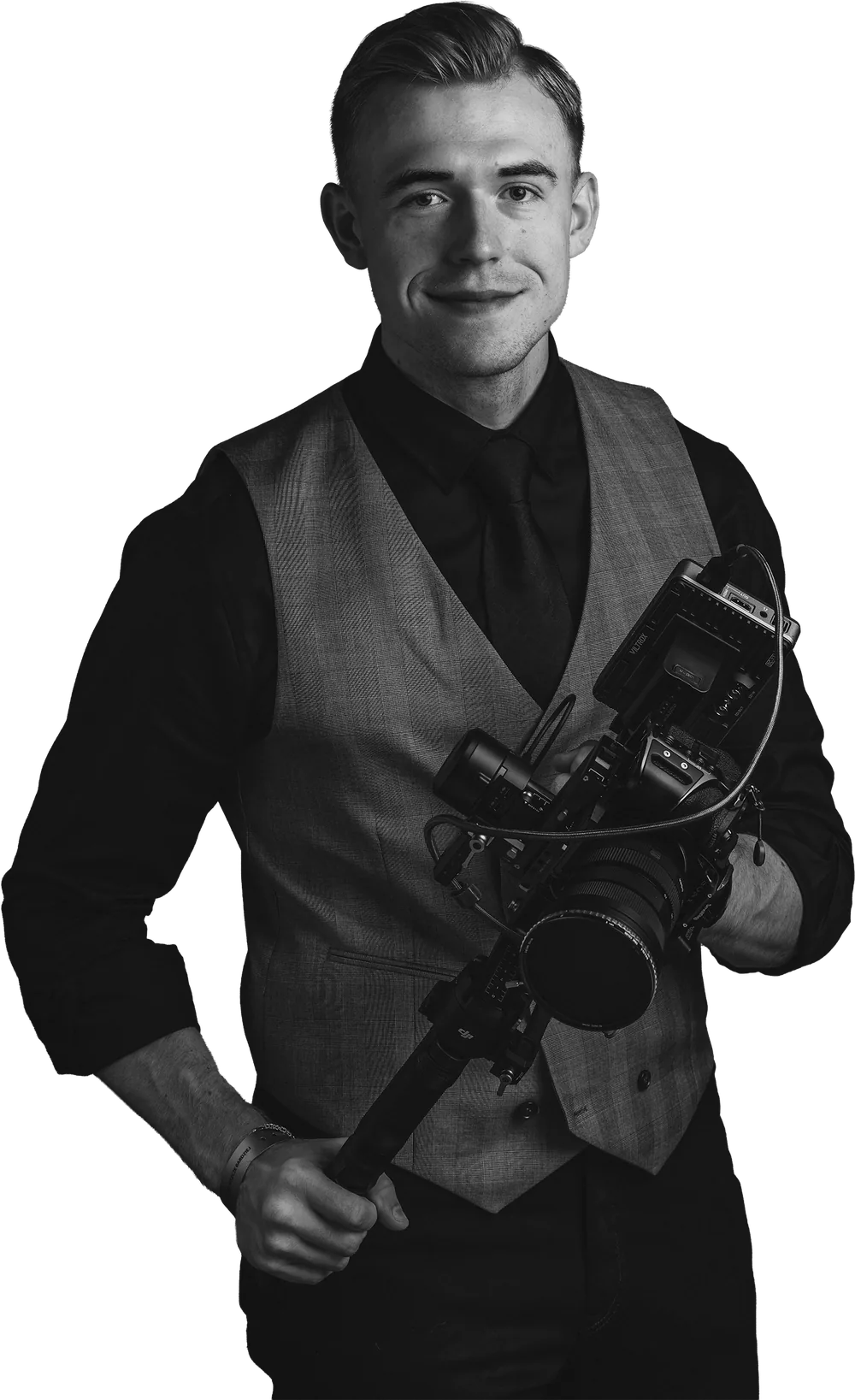 Jakub Sobolewski — fotograf i filmowiec z Łodzi, z kamerą na gimbalu